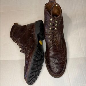 Allen Edmonds 'Long Branch' Brown Wingtip Ankle Boots USA Vibram Size 9B